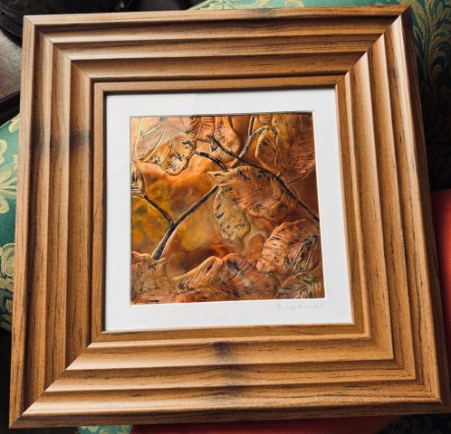 Copper embossed leaves