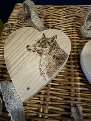 Fox heart pyrography