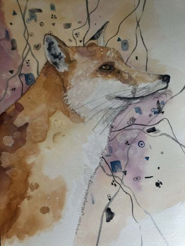 Fox mixed media