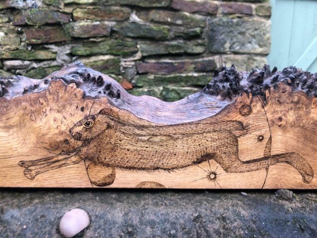 Leaping Hare pyrography